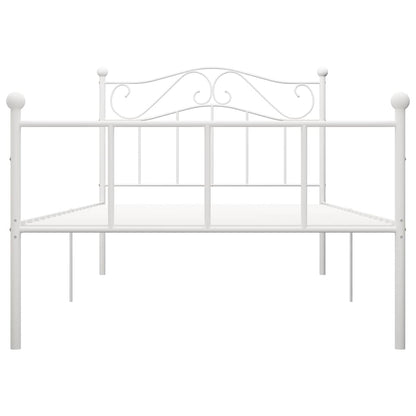 Bed Frame without Mattress White Metal 90x200 cm