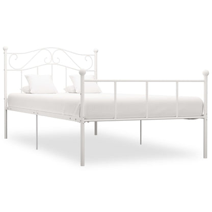 Bed Frame | White | Metal | Single |  Durable  | Bed Frame | Rectangular