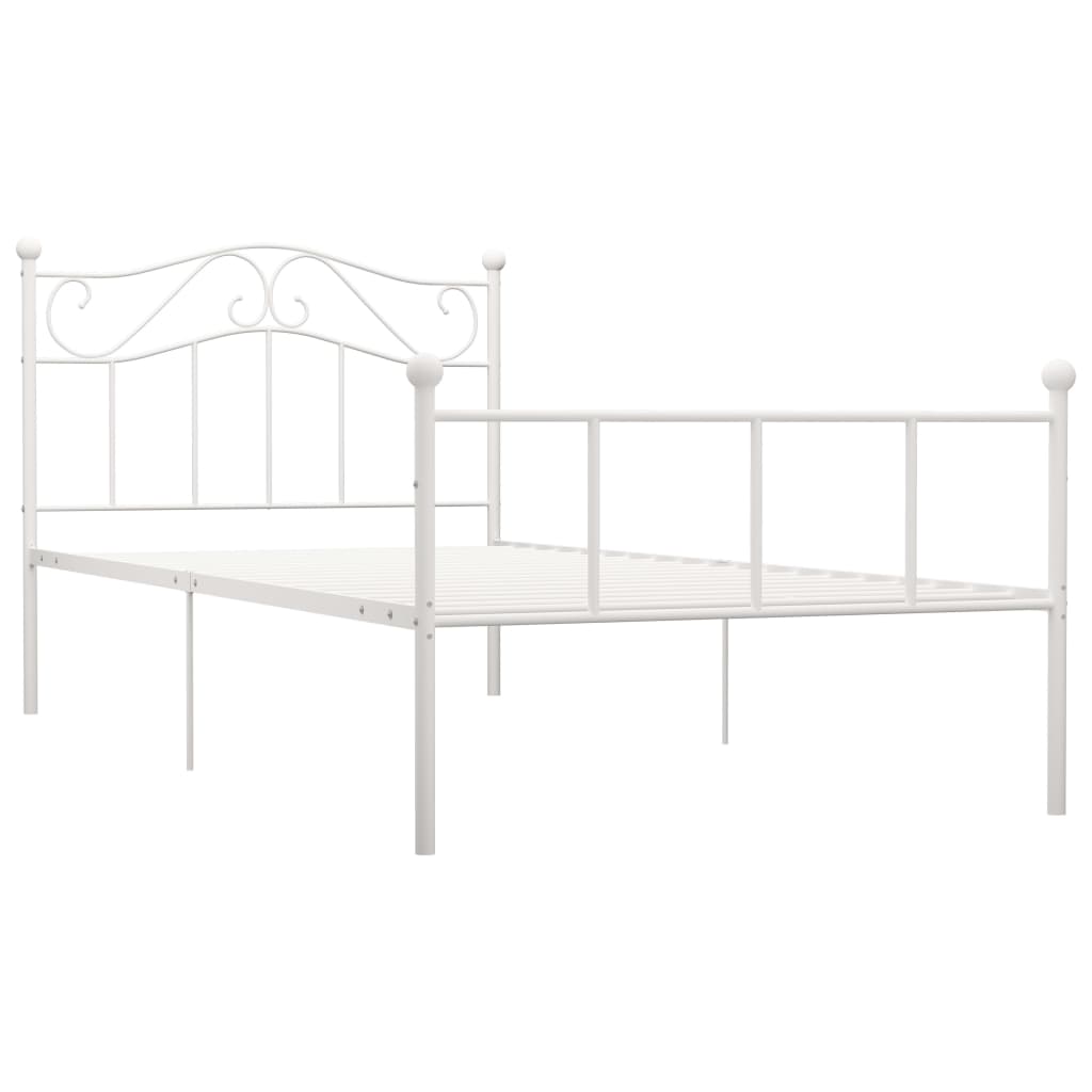 Bed Frame | White | Metal | Single |  Durable  | Bed Frame | Rectangular