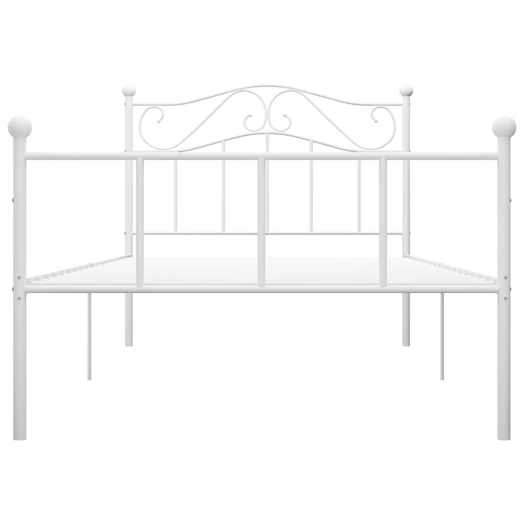 284517 vidaXL Bed Frame without Mattress White Metal 100x200 cm