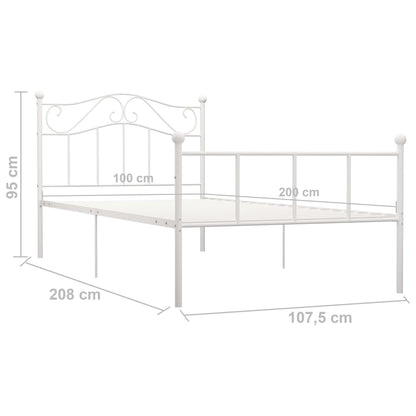 Bed Frame | White | Metal | Single |  Durable  | Bed Frame | Rectangular