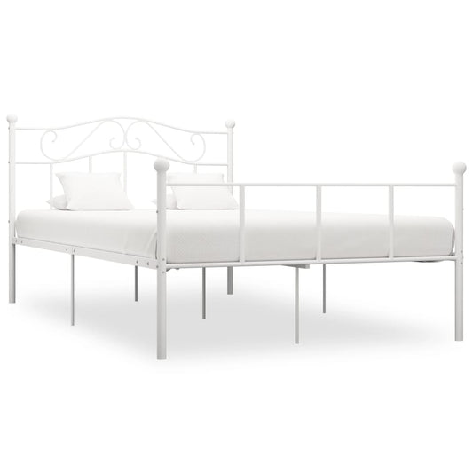 Bed Frame | White | Metal | Double | Durable | Bed Frame | Rectangular