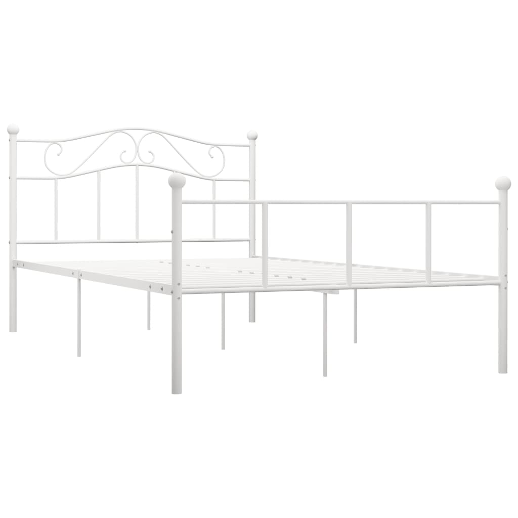 Bed Frame | White | Metal | Double | Durable | Bed Frame | Rectangular