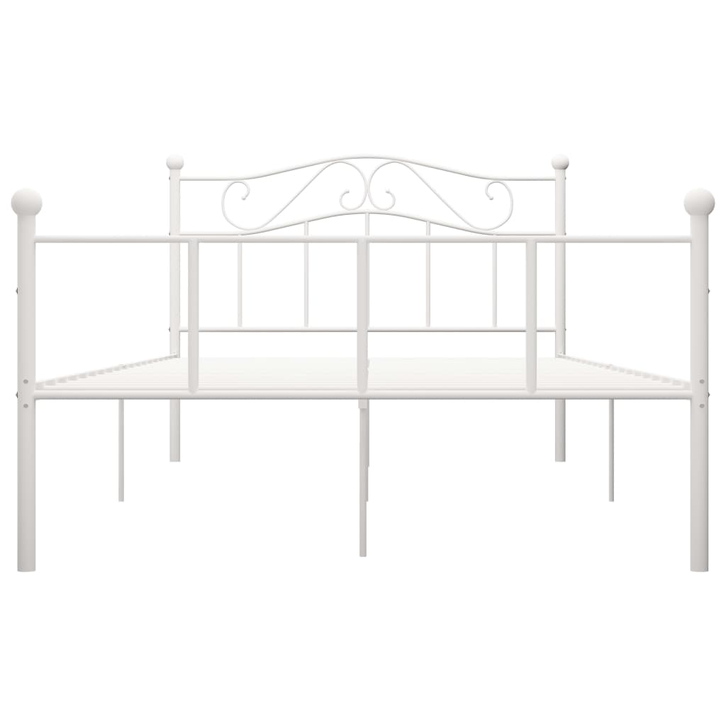 Bed Frame | White | Metal | Double | Durable | Bed Frame | Rectangular