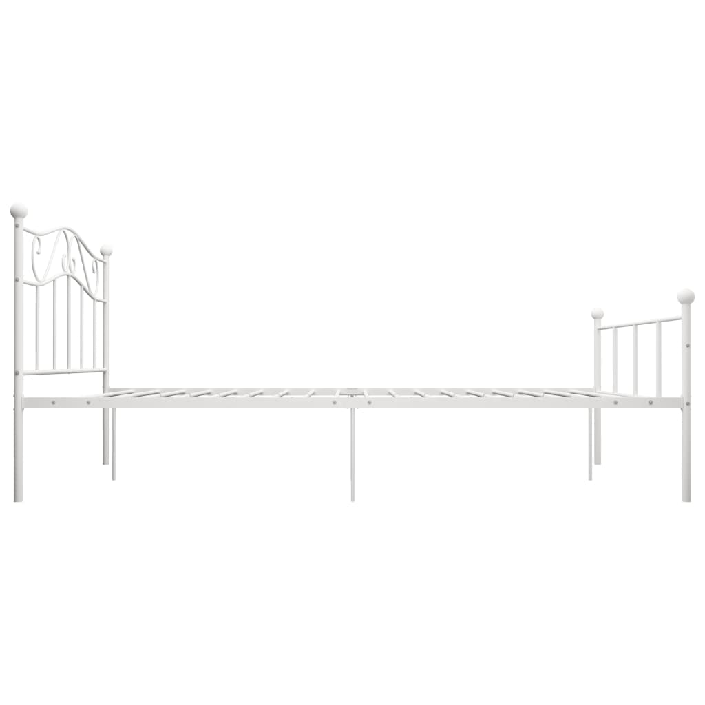 Bed Frame | White | Metal | Double | Durable | Bed Frame | Rectangular