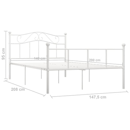 Bed Frame | White | Metal | Double | Durable | Bed Frame | Rectangular