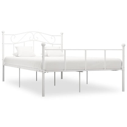 Bed Frame without Mattress with Headboard White 160x200 cm Metal