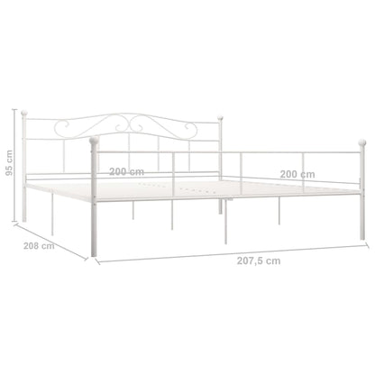 284522 vidaXL Bed Frame without Mattress White Metal 200x200 cm