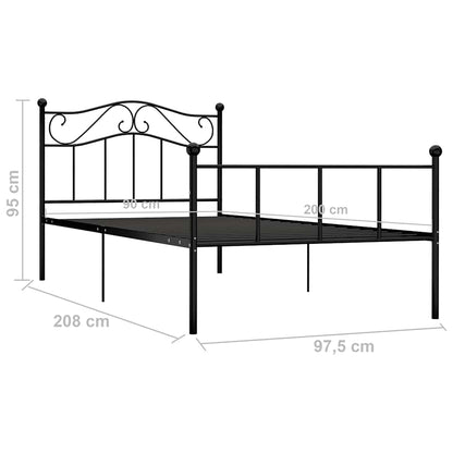 Bed Frame without Mattress Black Metal 90x200 cm