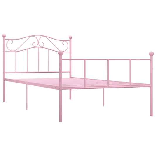 284538 vidaXL Bed Frame without Mattress Pink Metal 100x200 cm