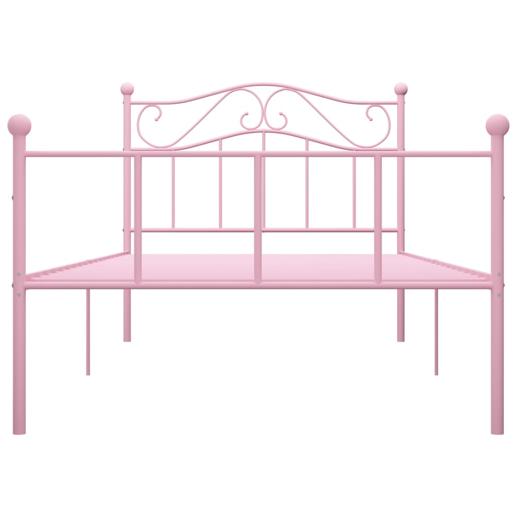 284538 vidaXL Bed Frame without Mattress Pink Metal 100x200 cm