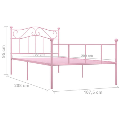 284538 vidaXL Bed Frame without Mattress Pink Metal 100x200 cm