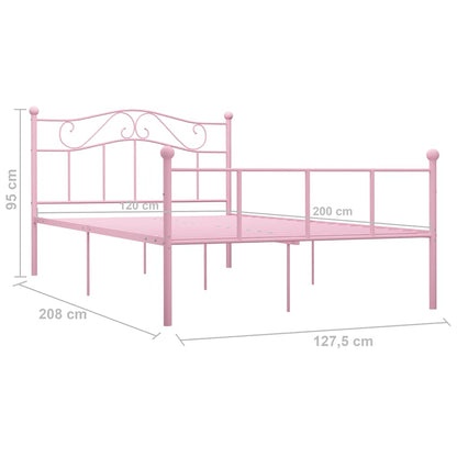 Bed Frame without Mattress Pink Metal 120x200 cm