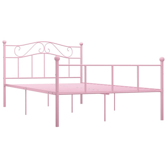 Bed Frame | Pink | Metal | Double | Sturdy | Rectangular | Traditional