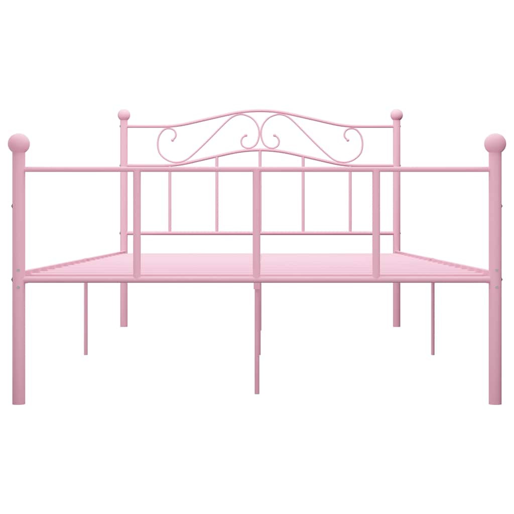 Bed Frame | Pink | Metal | Double | Sturdy | Rectangular | Traditional