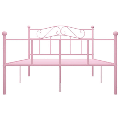 Bed Frame | Pink | Metal | Double | Sturdy | Rectangular | Traditional