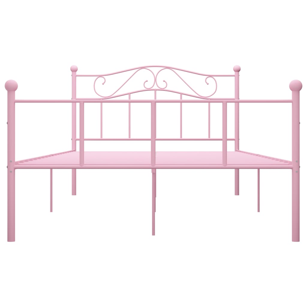 Bed Frame | Pink | Metal | Double | Durable | Bed Frame | Rectangular