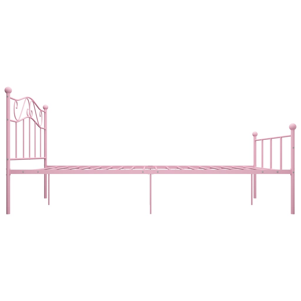 Bed Frame | Pink | Metal | Double | Durable | Bed Frame | Rectangular