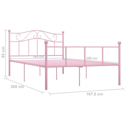 Bed Frame | Pink | Metal | Double | Durable | Bed Frame | Rectangular