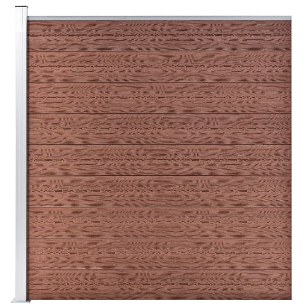 WPC Fence Set 2 Square + 1 Slanted 446x186 cm Brown