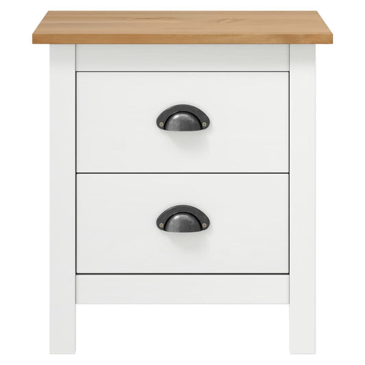 Bedside Cabinet Hill White 46x35x49.5 cm Solid Pine Wood