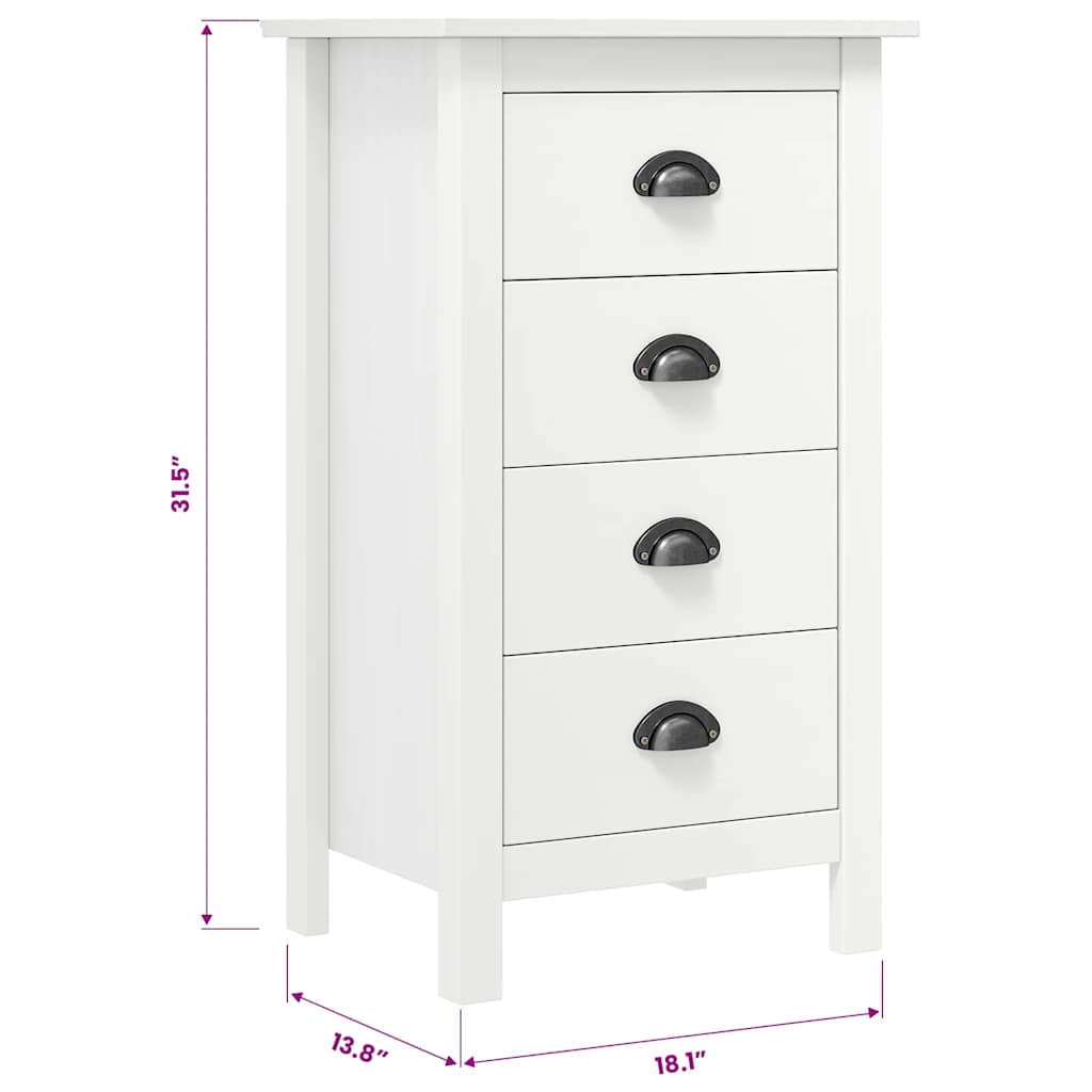 Sideboard Hill White 46x35x80 cm Solid Pine Wood
