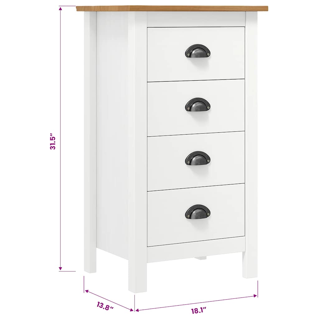 Sideboard Hill White 46x35x80 cm Solid Pine Wood