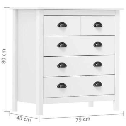 Sideboard Hill White 79x40x80 cm Solid Pine Wood