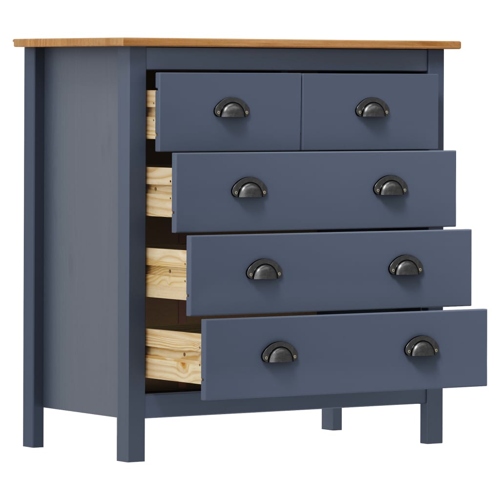 Sideboard Hill Grey 79x40x80 cm Solid Pine Wood