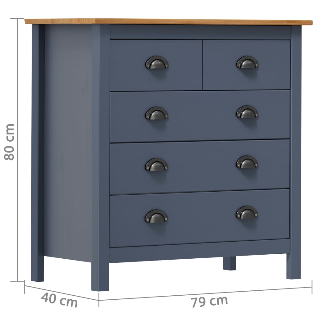 Sideboard Hill Grey 79x40x80 cm Solid Pine Wood