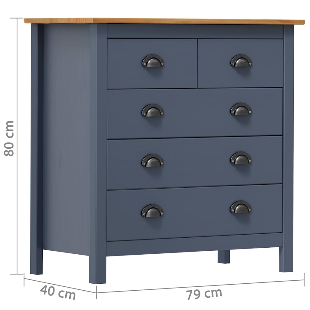 288917 vidaXL Sideboard "Hill" Grey 79x40x80 cm Solid Pine Wood