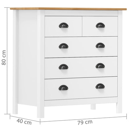 288918 vidaXL Sideboard "Hill" White 79x40x80 cm Solid Pine Wood