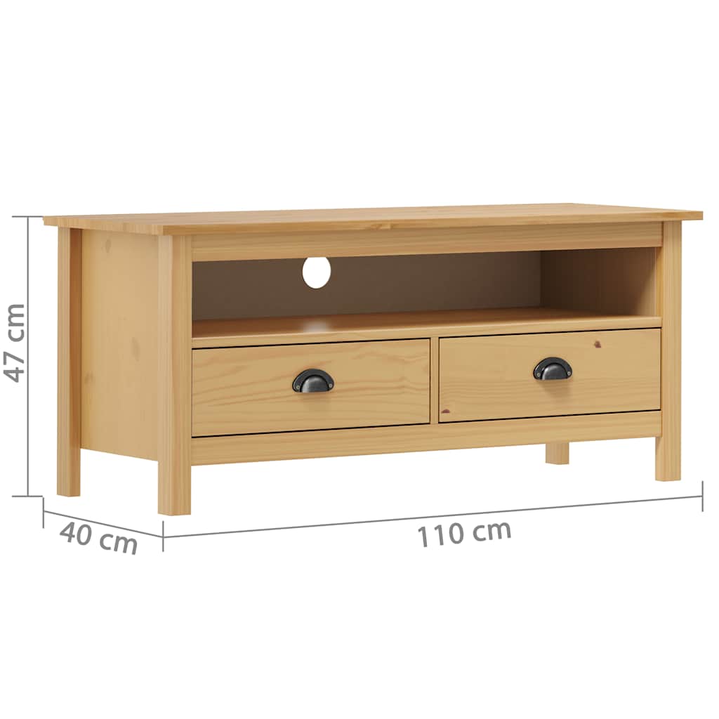288923 vidaXL TV Cabinet "Hill" Honey Brown 110x40x47 cm Solid Pine Wood