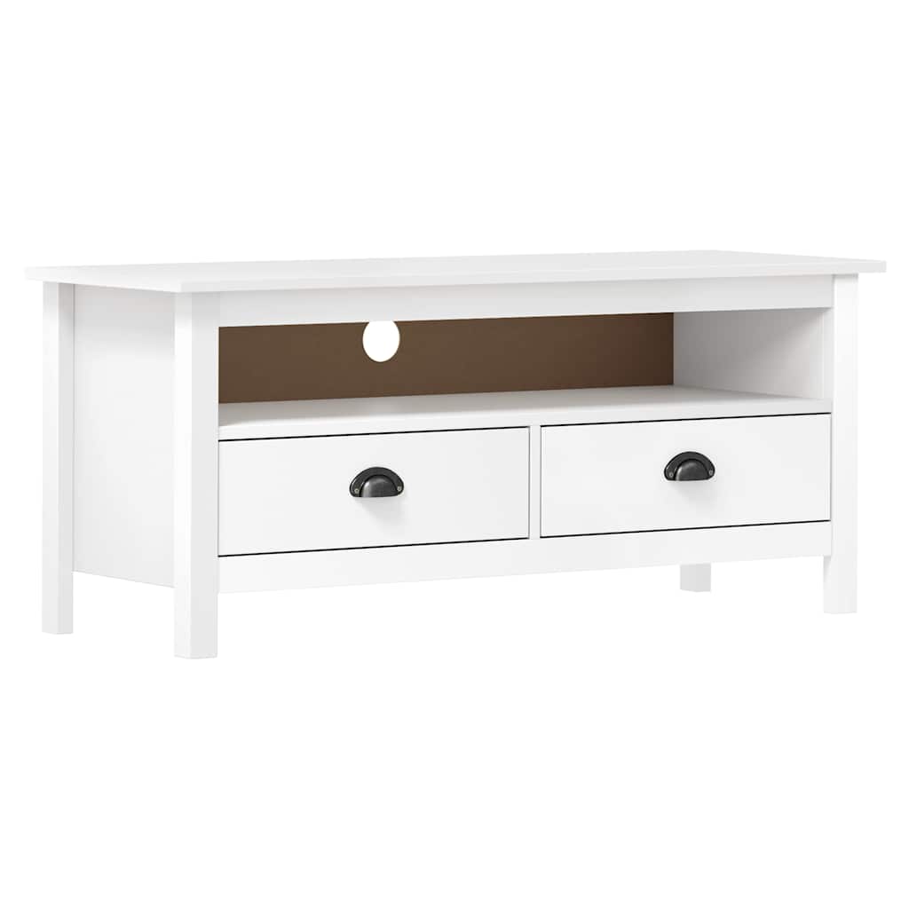 288924 vidaXL TV Cabinet "Hill" White 110x40x47 cm Solid Pine Wood
