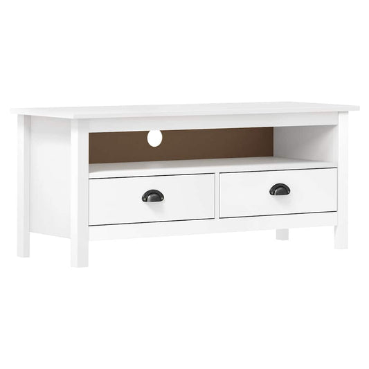 288924 vidaXL TV Cabinet "Hill" White 110x40x47 cm Solid Pine Wood