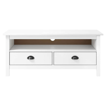 288924 vidaXL TV Cabinet "Hill" White 110x40x47 cm Solid Pine Wood