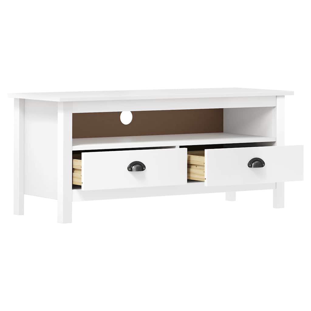 288924 vidaXL TV Cabinet "Hill" White 110x40x47 cm Solid Pine Wood