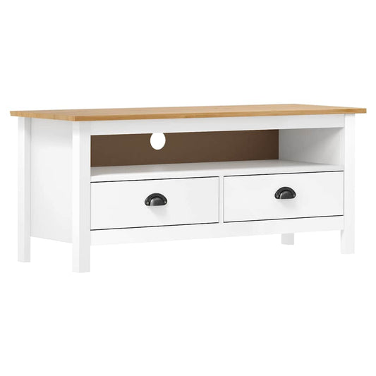 288926 vidaXL TV Cabinet "Hill" White 110x40x47 cm Solid Pine Wood