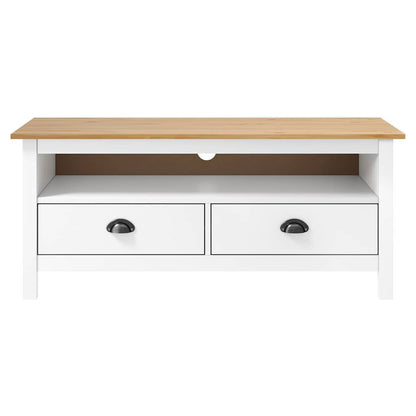 288926 vidaXL TV Cabinet "Hill" White 110x40x47 cm Solid Pine Wood
