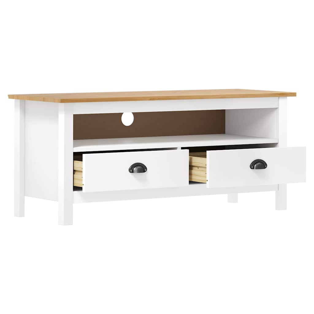 288926 vidaXL TV Cabinet "Hill" White 110x40x47 cm Solid Pine Wood