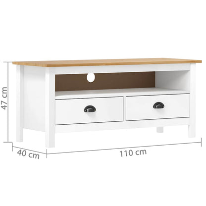288926 vidaXL TV Cabinet "Hill" White 110x40x47 cm Solid Pine Wood