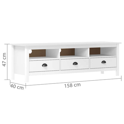 288928 vidaXL TV Cabinet "Hill" White 158x40x47 cm Solid Pine Wood