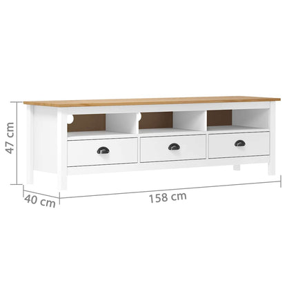 288930 vidaXL TV Cabinet "Hill" White 158x40x47 cm Solid Pine Wood