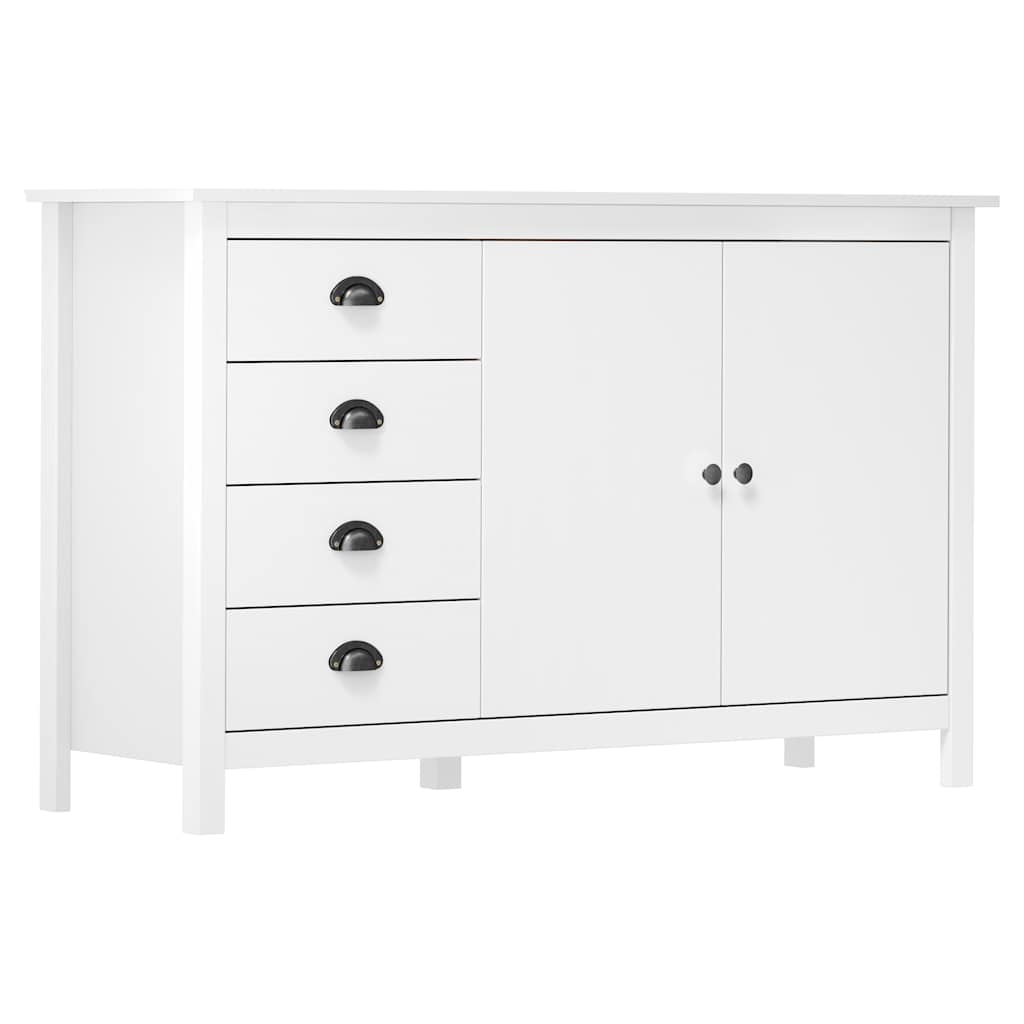 288932 vidaXL Sideboard "Hill" White 130x40x80 cm Solid Pine Wood