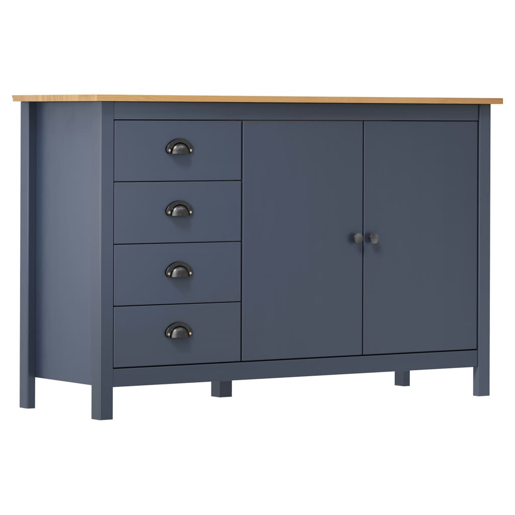 Sideboard Hill Grey 130x40x80 cm Solid Pine Wood