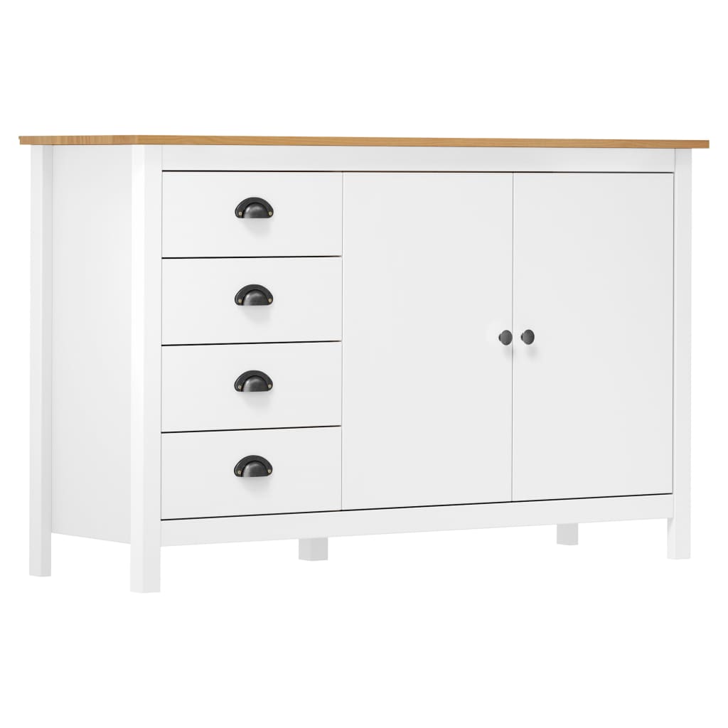 Sideboard | White and honey brown | Solid pine wood | Medium | Sideboard