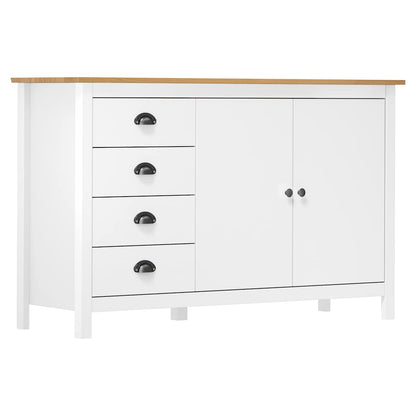 288934 vidaXL Sideboard "Hill" White 130x40x80 cm Solid Pine Wood