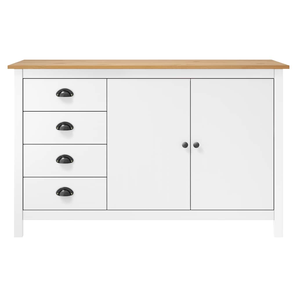 288934 vidaXL Sideboard "Hill" White 130x40x80 cm Solid Pine Wood