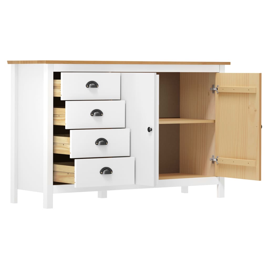 Sideboard | White and honey brown | Solid pine wood | Medium | Sideboard