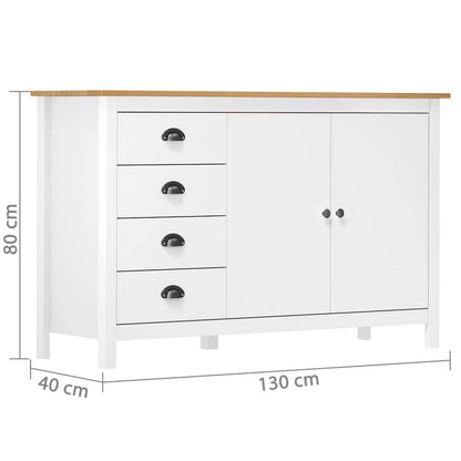 288934 vidaXL Sideboard "Hill" White 130x40x80 cm Solid Pine Wood